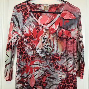 New Women's Tiger bling 3/4 sleeve top PL